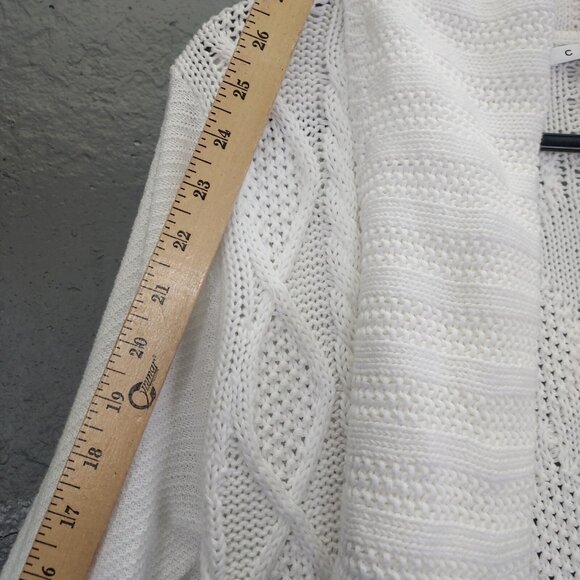 CAbi Cardigan Women Large White Cable Knit Open Shawl Collar Cotton Sweater #193 - Picture 12 of 12